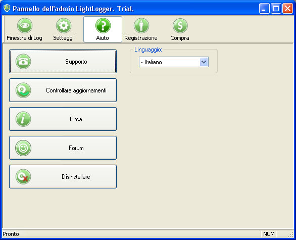 LightLogger Tab Aiuto