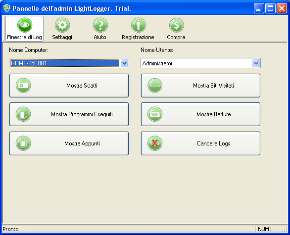 LightLogger Visualizza scheda Registro